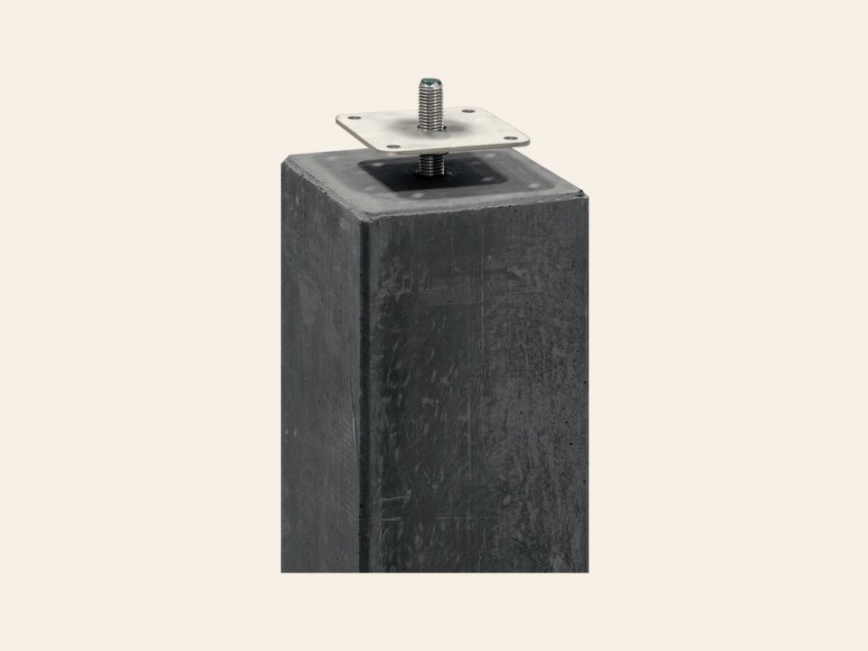 Berton© betonpoer 14,0 × 14,0 × 60,0 cm, antraciet, M16-bus, kleine velling