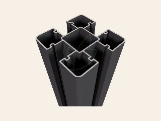 Aluminium sleufpaal , zwart