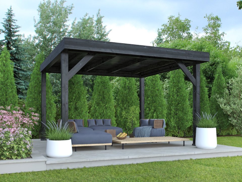 DHZ Rijssen Douglas 400 × 400 cm zwart geïmpregneerd