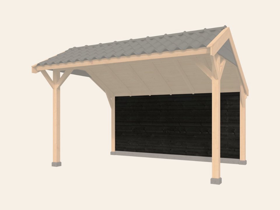 Wandmodule Type H Zweeds rabat zwart gespoten vuren 400 × 120 cm