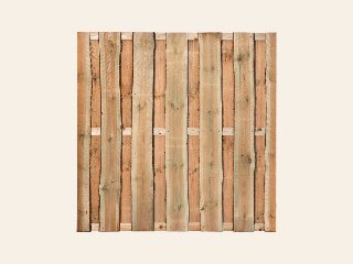Tuinscherm Rustiek, groen geïmpregneerd grenen, RVS-geschroefd, 15-planks (12+3) 180 × 180 cm
