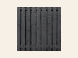 Tuinscherm Koblenz, zwart gespoten vuren, RVS-geschroefd, 19-planks (17+2) 180 × 180 cm