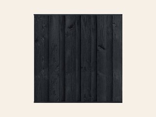 Tuinscherm Rosenheim, zwart gespoten vuren, RVS-geschroefd, 11-planks 180 × 180 cm
