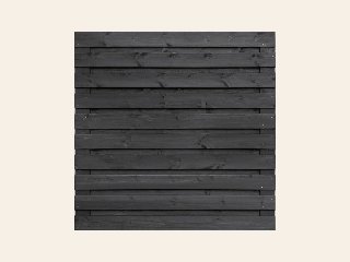 Tuinscherm Kassel, zwart gespoten vuren, RVS-geschroefd, 21-planks (19+2) 180 × 180 cm