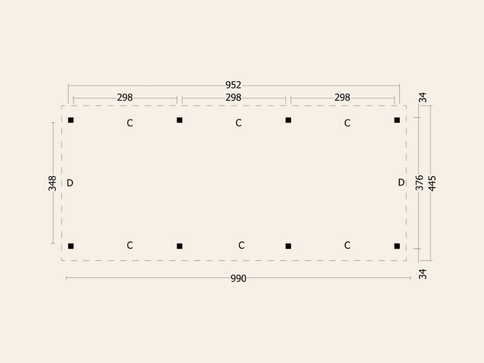 Hamar XL, Type 5 Douglas Gedroogd Potdekselplank blank