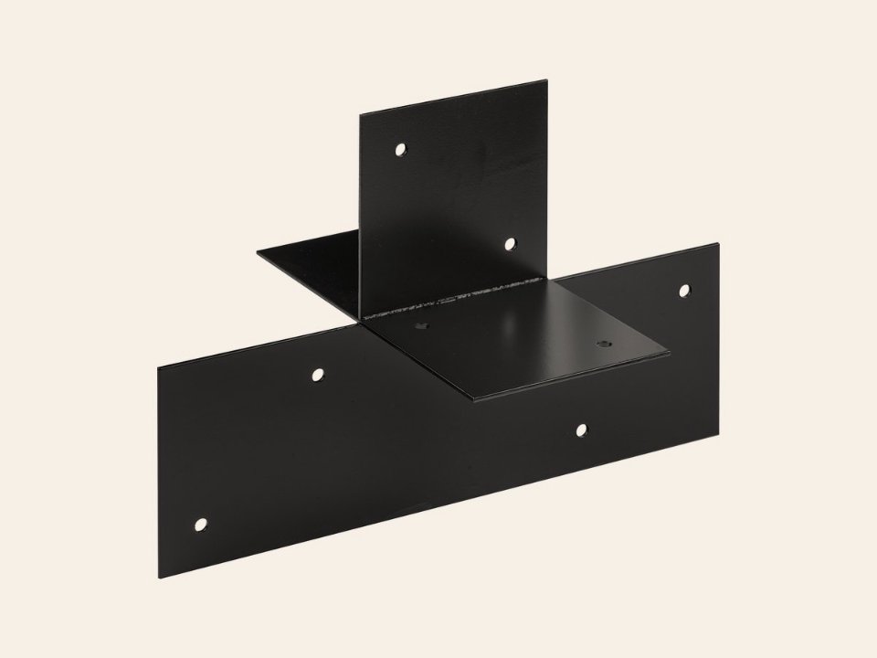 Pergola Hoekverbinding met Verlenging Zwart Gecoat voor 15 × 15 cm balken open model - Per Stuk