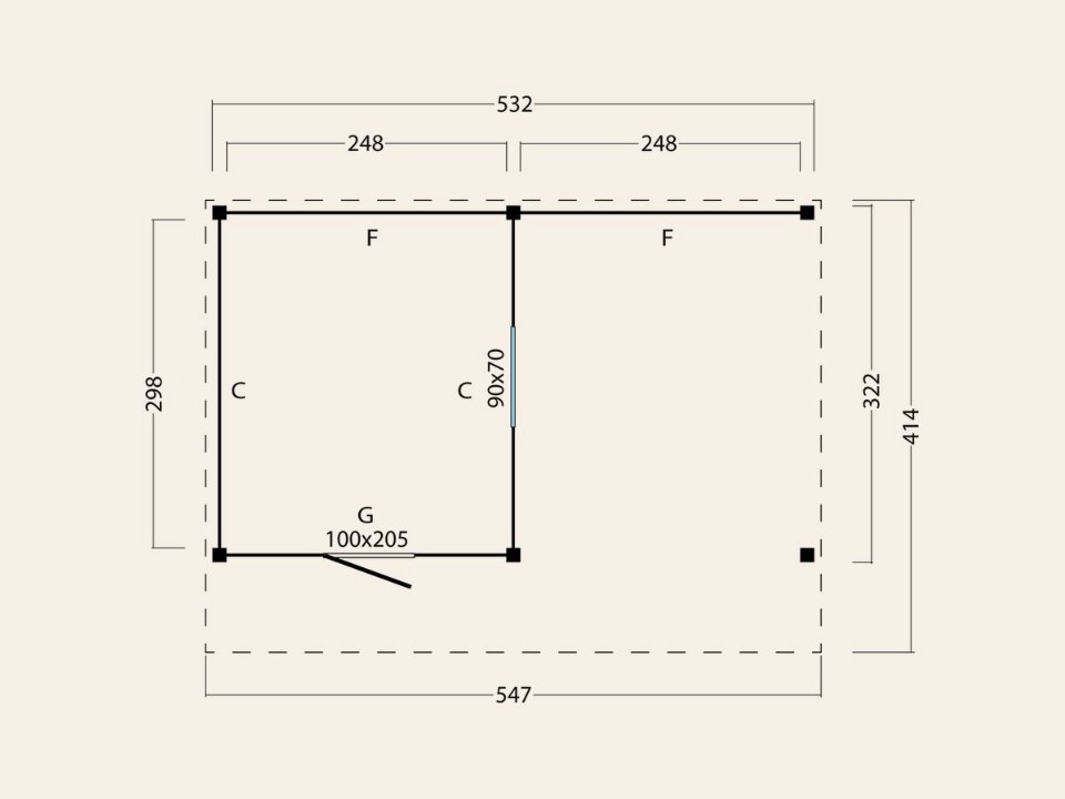 Red Class Wood kapschuur Malmö, type 1 (Red Class Wood wanden)