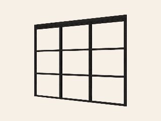 Complete set steellook glaswand zwart B135 x H224 cm (3x wand van 45 cm)
