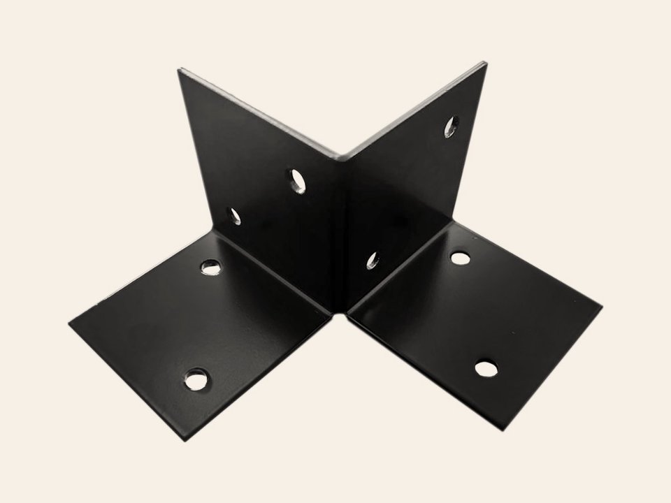 Pergola Vloerelement Zwart Gecoat voor 9 × 9 cm palen - Per Stuk