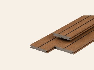 PuraDock composiet vlonderplank 2,2 × 14,6 × 290 cm, massief, 1 zijde 1 groef, 1 zijde 2 groeven, fijne houtnerf, clip systeem
