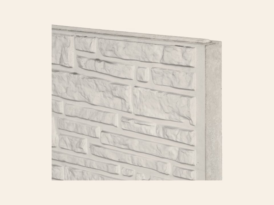 Berton©-motiefplaat smal wit/grijs H26 x D3,5 x L184 cm Rustico