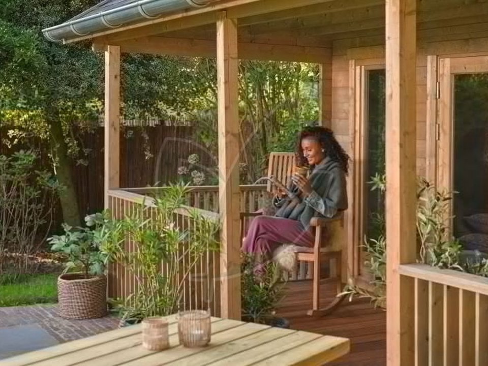Teak schommelstoel