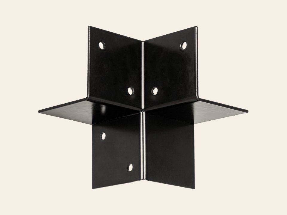 Pergola hoekverbinding voor 9 × 9 cm balken, zwart gepoedercoat, incl. bevestigingsset