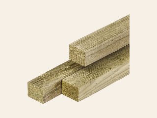 Grenen regel 2,8 × 3,6 × 180 cm, vers, groen geïmpregneerd, geschaafd, scherpkantig