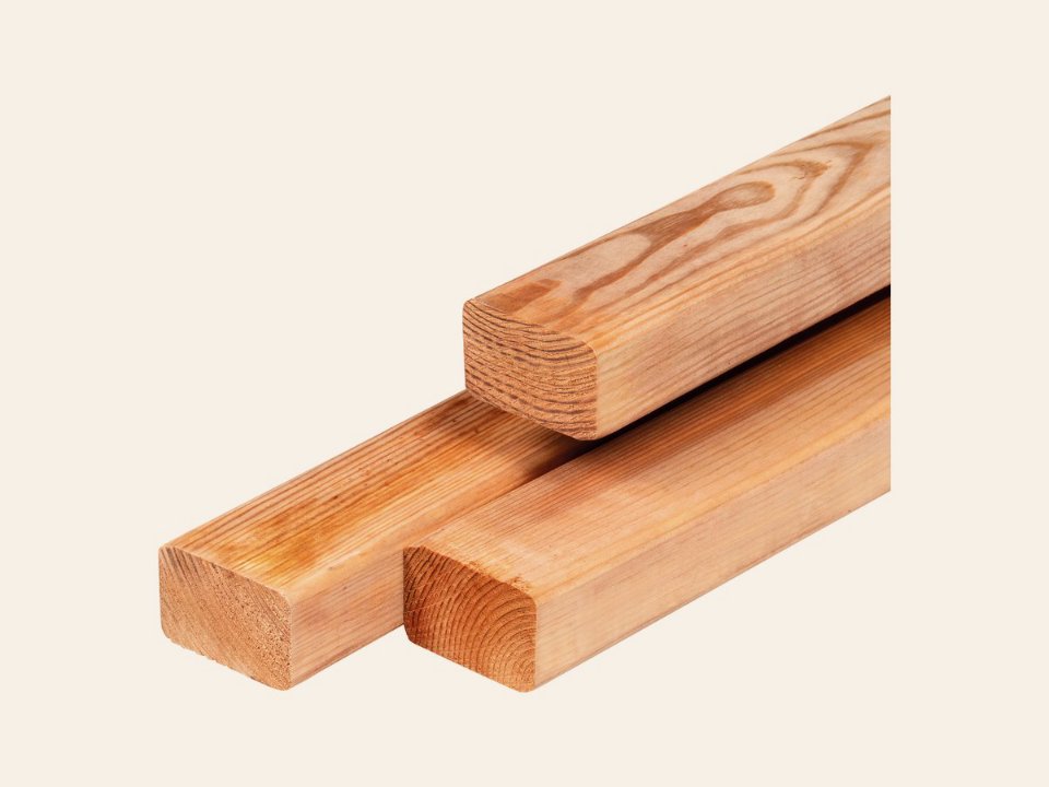 Red Class Wood ME vuren regel 4,5 × 7,0 × 400 cm, gedroogd, geïmpregneerd, geschaafd, 4 ronde hoeken
