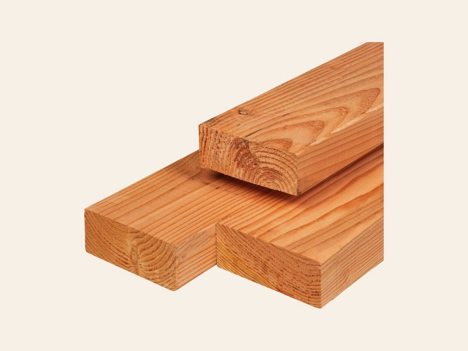 Red Class Wood ME vuren ligger 6,5 × 14,0 × 300 cm, gedroogd, geïmpregneerd, geschaafd, 4 ronde hoeken