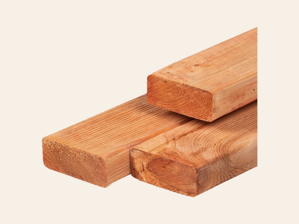 Red Class Wood ME vuren ligger 6,5 × 17,5 × 500 cm, gedroogd, geïmpregneerd, geschaafd, 4 ronde hoeken