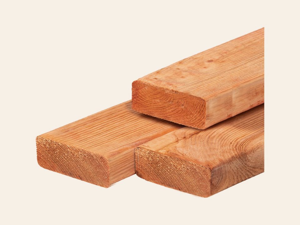 Red Class Wood ME vuren ligger 6,5 × 19,5 × 500 cm, gedroogd, geïmpregneerd, geschaafd, 4 ronde hoeken