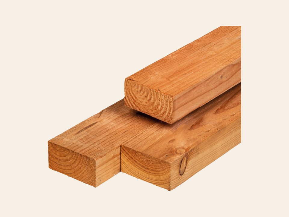Douglas ligger 5,0 × 10,0 × 500 cm, vers, fijnbezaagd, scherpkantig