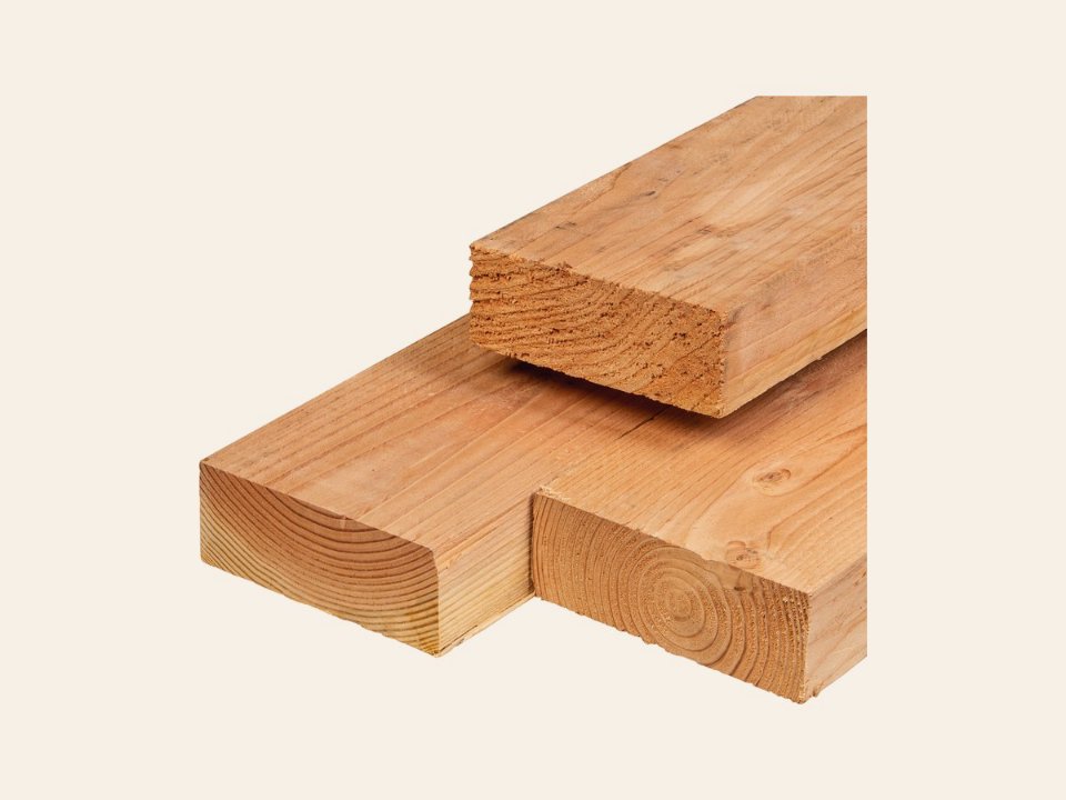 Douglas ligger 7,0 × 25,0 × 600 cm, vers, fijnbezaagd, scherpkantig