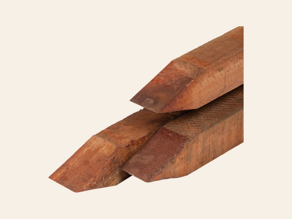 Angelim vermelho hardhout paal 7,0 × 7,0 × 275 cm fijn bezaagd, gepunt
