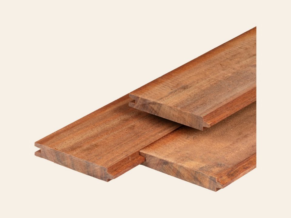 Azobé hardhout damwand 3,0 × 18,5 × 400 cm geschaafd