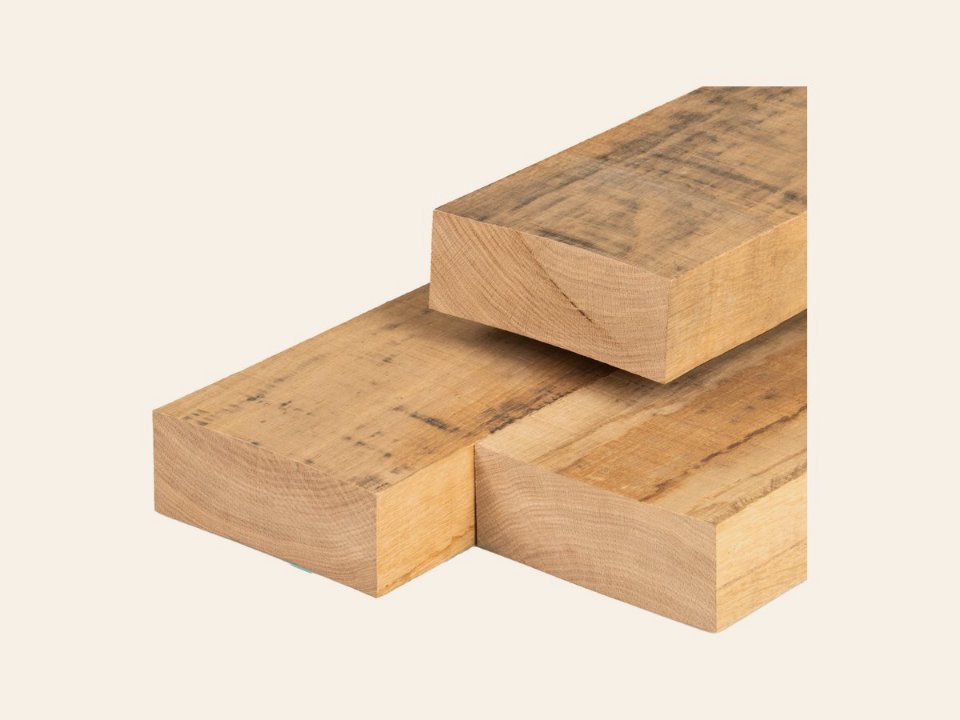 Eiken ligger 7,0 × 20,0 × 500 cm, vers, fijnbezaagd, scherpkantig