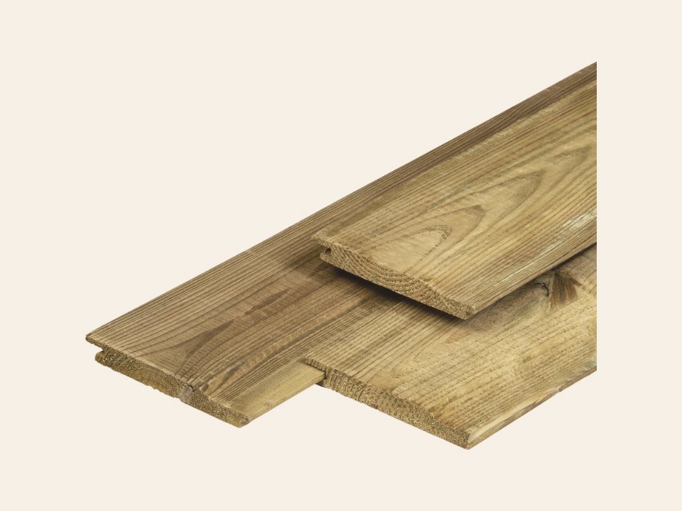 Grenen overhangend rabat 1,8 × 14,5 × 500 cm, vers, groen geïmpregneerd, geschaafd