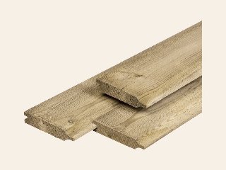 Grenen dubbel rabat 1,8 × 14,0 × 420 cm, vers, groen geïmpregneerd, geschaafd