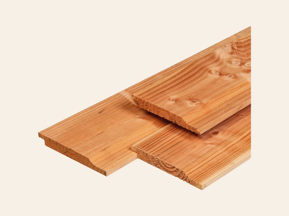 Douglas halfhouts rabat 1,8 × 14,5 × 400 cm, gedroogd, geschaafd
