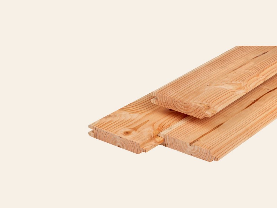 Douglas blokhutprofiel 2,8 × 19,5 × 300 cm, gedroogd, geschaafd