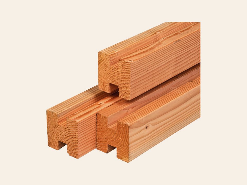 Douglas tussenpaal 11,5 × 11,5 × 300 cm, gedroogd, geschaafd, 4 ronde hoeken