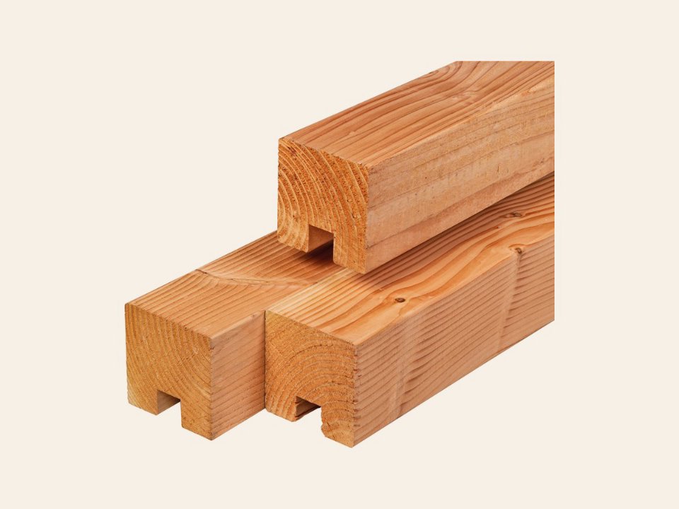 Douglas eindpaal 11,5 × 11,5 × 300 cm, gedroogd, geschaafd, 4 ronde hoeken