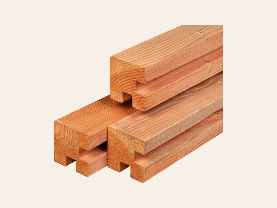 Douglas hoekpaal 11,5 × 11,5 × 300 cm, gedroogd, geschaafd, 4 ronde hoeken