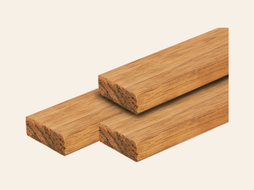 Fraké hardhout rhombus profiel 1,8 × 6,8 × 335 cm thermisch gemodificeerd, geschaafd