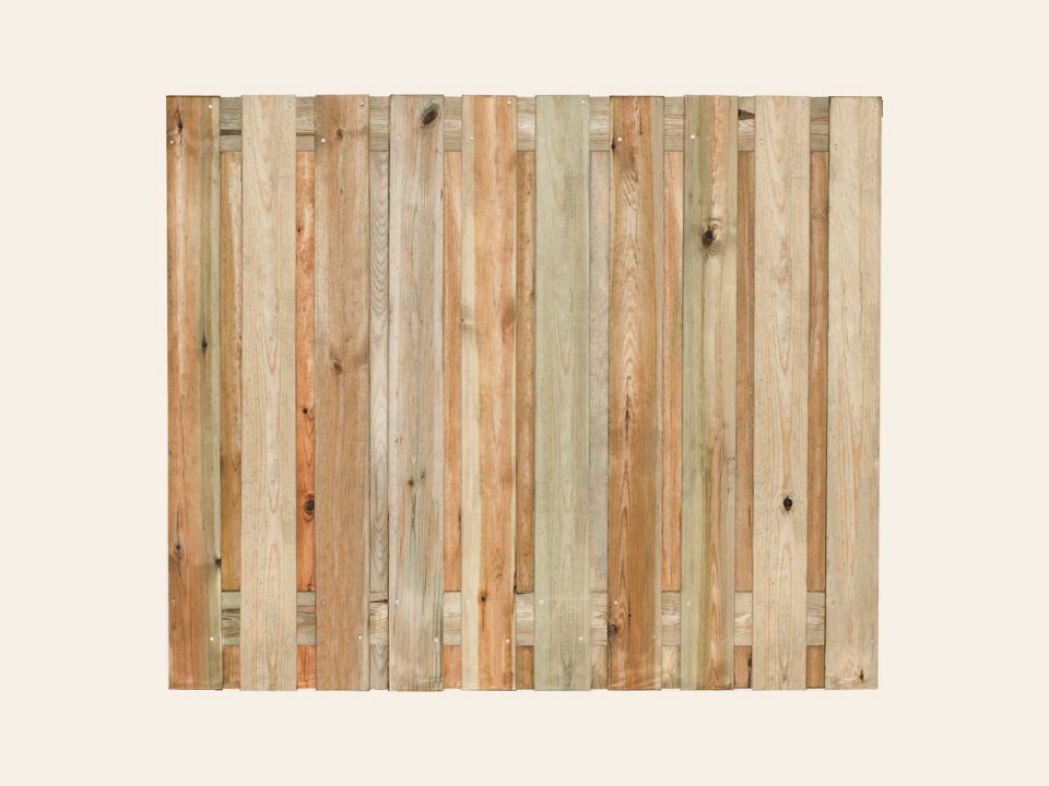 Tuinscherm Enschede, groen geïmpregneerd grenen, RVS-geschroefd, 21-planks (19+2) 180 × 150 cm