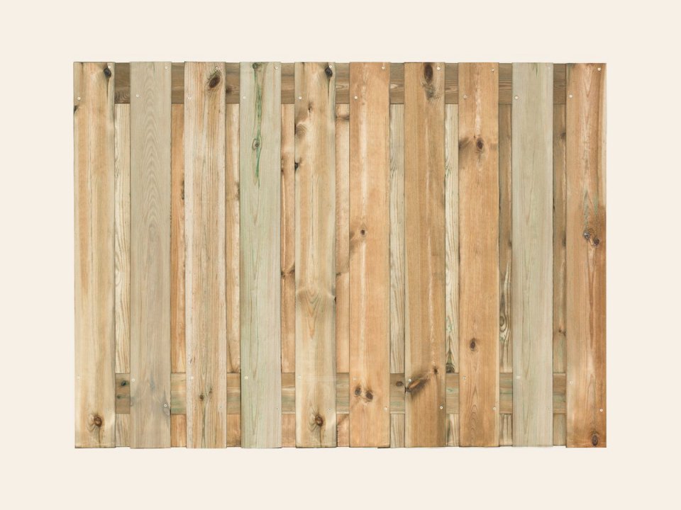 Tuinscherm Enschede, groen geïmpregneerd grenen, RVS-geschroefd, 21-planks (19+2) 180 × 130 cm