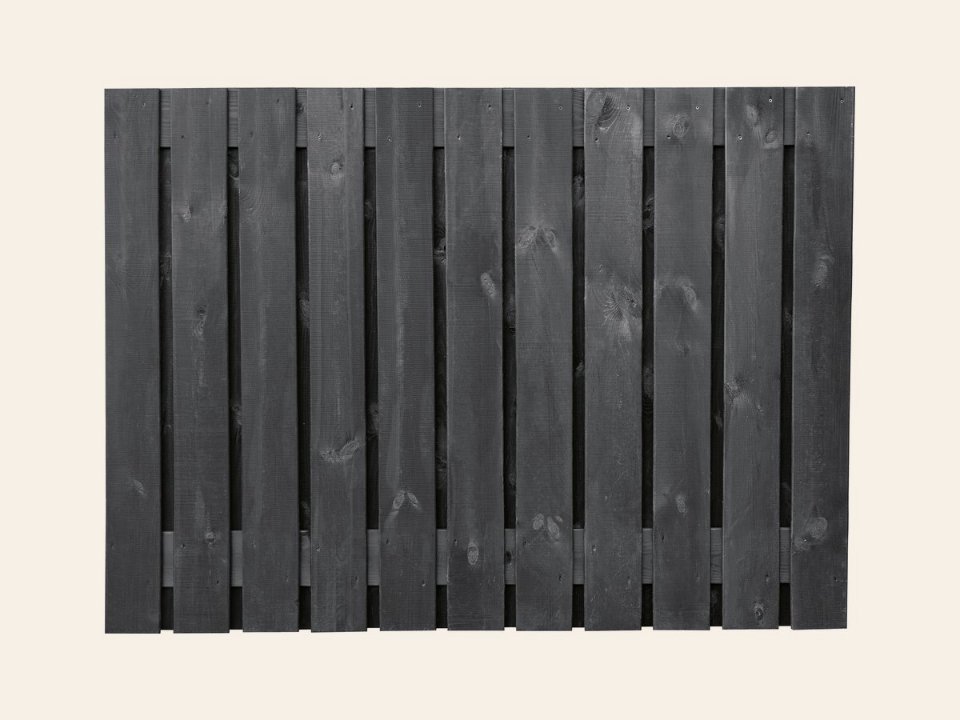 Tuinscherm Stuttgart, zwart gespoten vuren, RVS-geschroefd, 21-planks (19+2) 180 × 130 cm