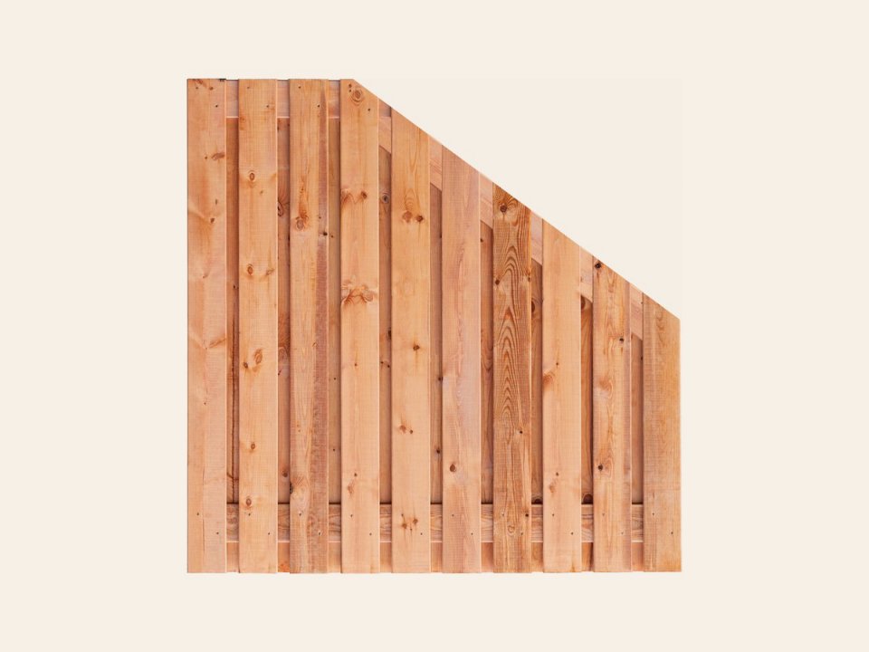 Tuinscherm Casablanca verloop, Red Class Wood geïmpregneerd ME vuren, RVS-geschroefd, 21-planks (19+2) 180 × 180/90 cm