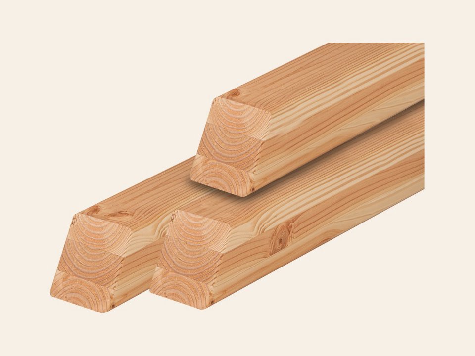 Douglas paal 8,8 × 8,8 × 95 cm, gedroogd, geschaafd, schuine kop