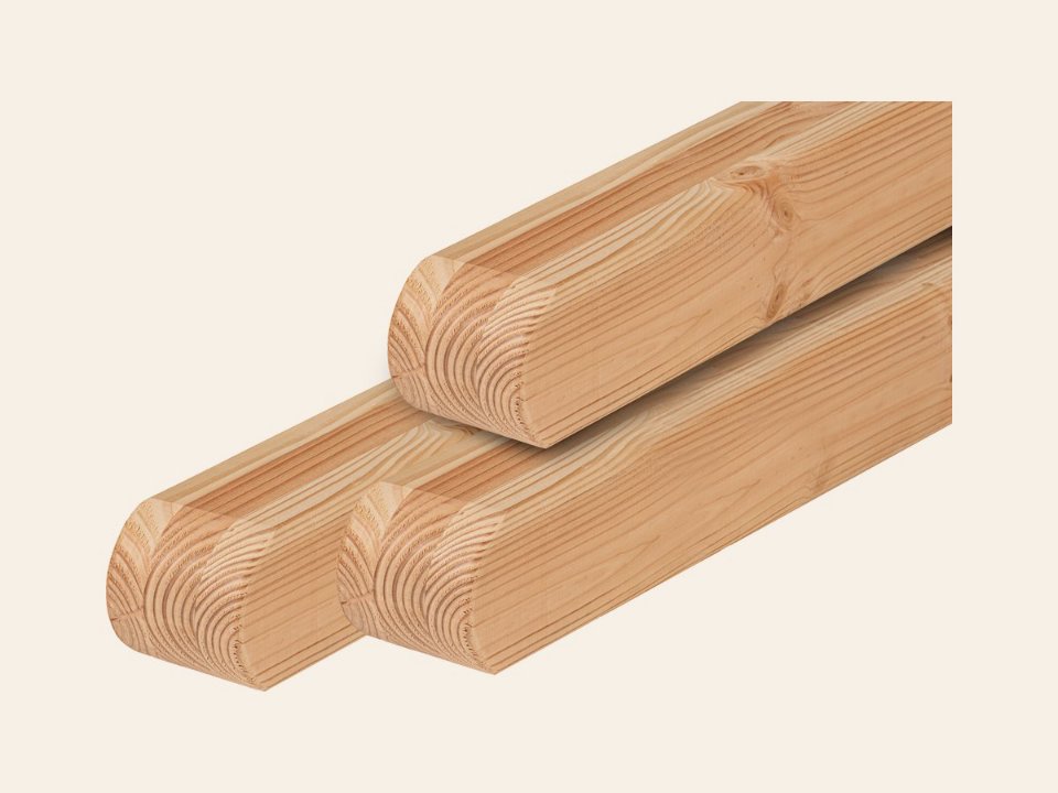 Douglas paal 8,8 × 8,8 × 190 cm, gedroogd, geschaafd, ronde kop