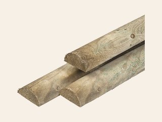 Grenen pallisade ½Ø 7,0 × 250 cm, groen geïmpregneerd, rond gefreesd