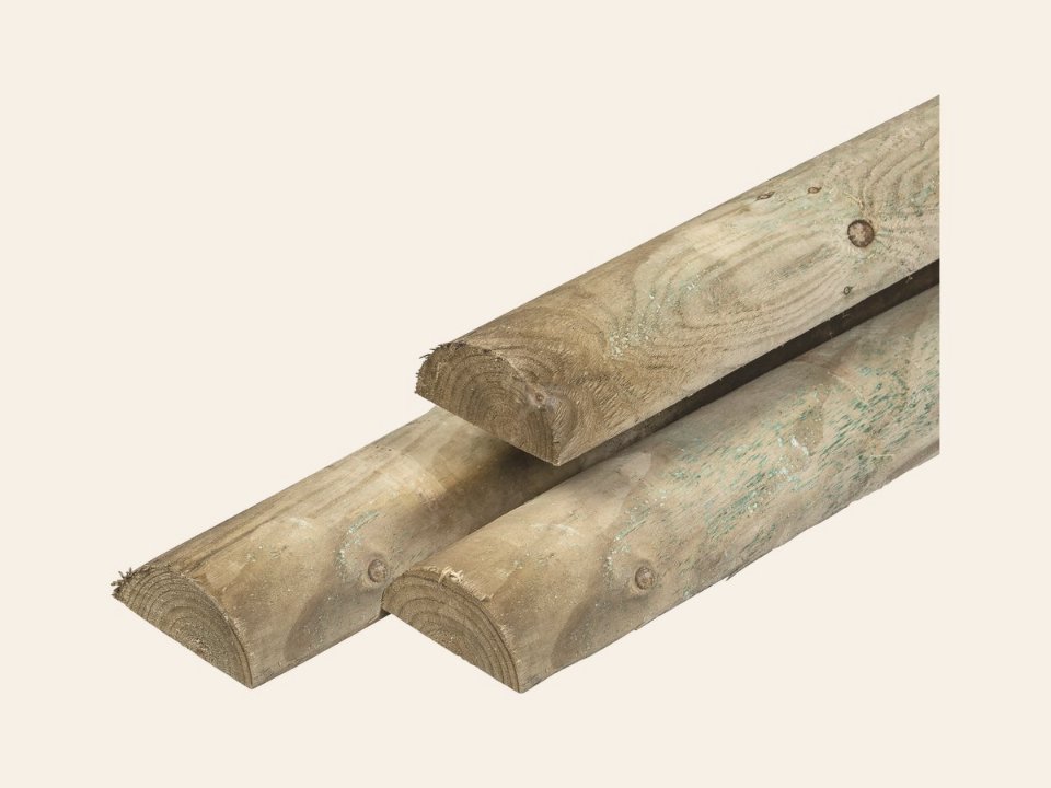 Grenen pallisade ½Ø 7,0 × 250 cm, groen geïmpregneerd, rond gefreesd