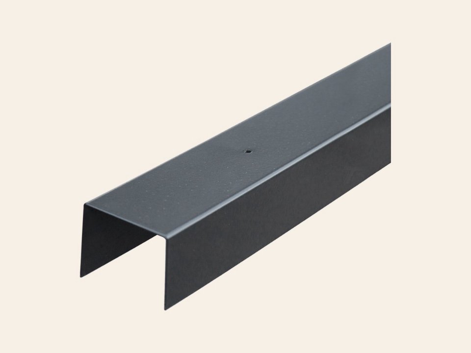 Verzinkte afdeklijst 50 mm U-profiel 180 cm (3-planks) zwart