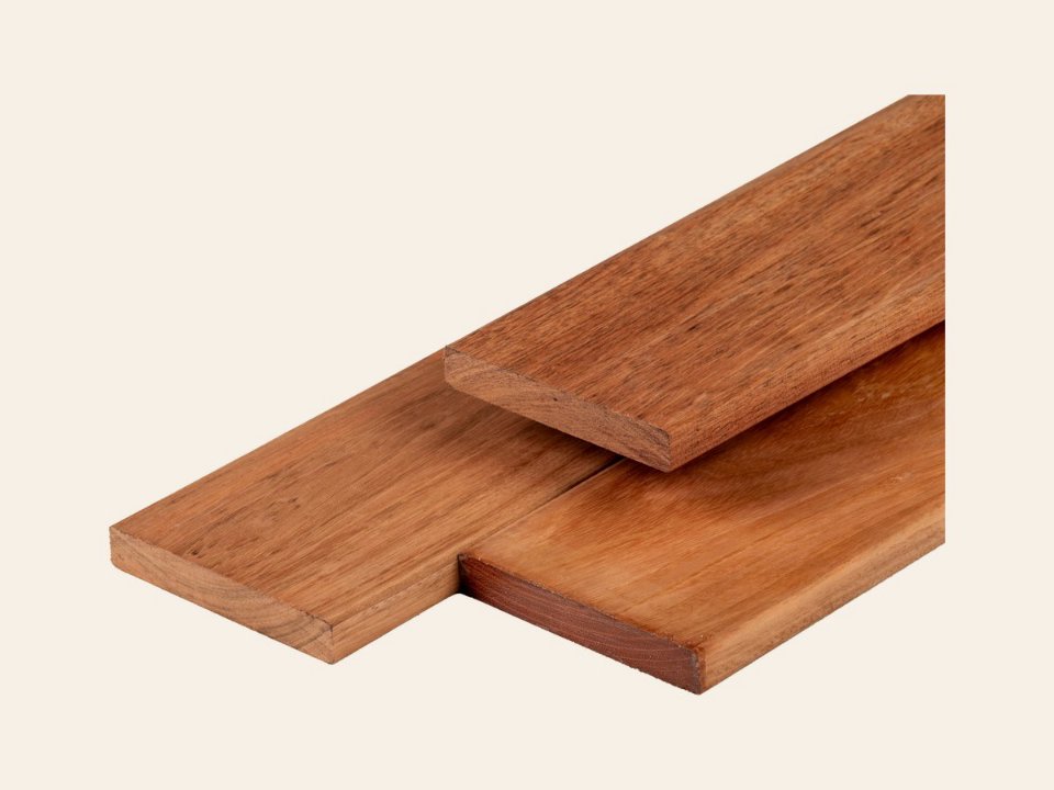 Jatoba hardhout vlonderplank 2,1 × 14,5 × 365 cm, kunstmatig gedroogd, geschaafd, FAS