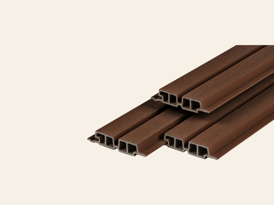 PuraTech 55 composiet dubbel profiel 3,3 × 17,0 × 390 cm, ipé, fijne houtnerf, brandklasse D