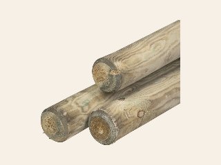 Grenen pallisade Ø 10,0 × 500 cm, groen geïmpregneerd, rond gefreesd, gekruind
