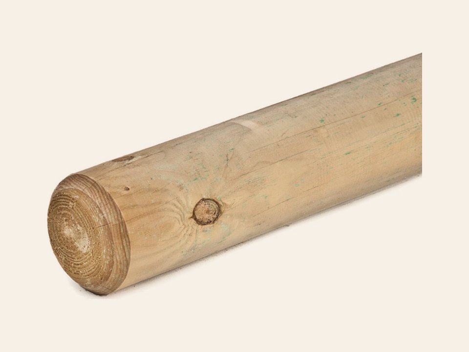 Grenen pallisade Ø 12,0 × 500 cm, groen geïmpregneerd, rond gefreesd, gekruind