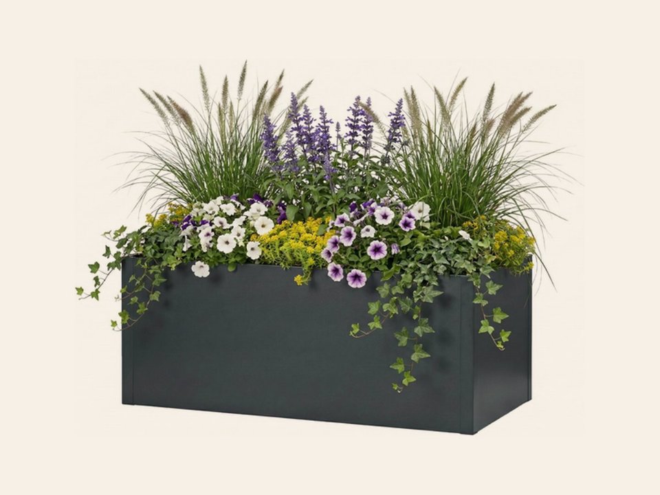 Seneca 150 – Dubbelwandige bloembak antraciet – 150 × 100 × 76 cm