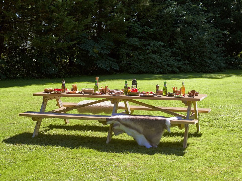 Picknicktafel Superieur 300 cm vuren gedroogd, groen geïmpregneerd